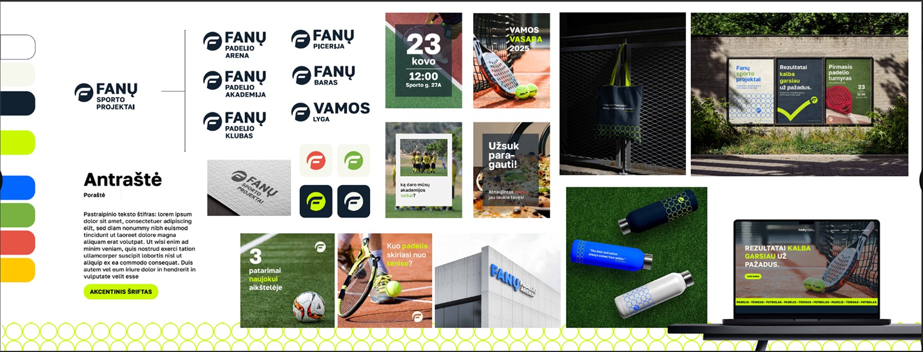 Fanų sporto projektų brandingo sistema ir svetainių dizaino pavyzdžiai