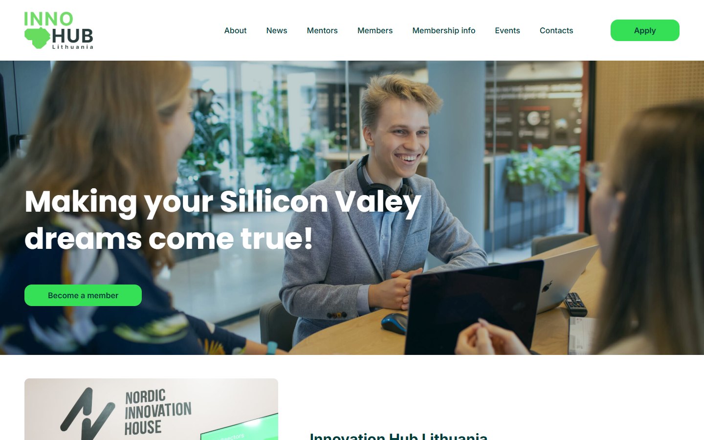 InnoHub Lithuania platformos UX/UI dizainas